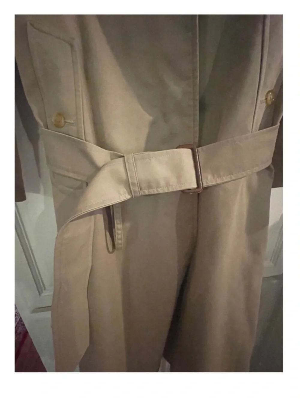 Vintage Burberrys Trench Coat Tan Beige Nova Check Lining Women Long Belted - Picture 3 of 16